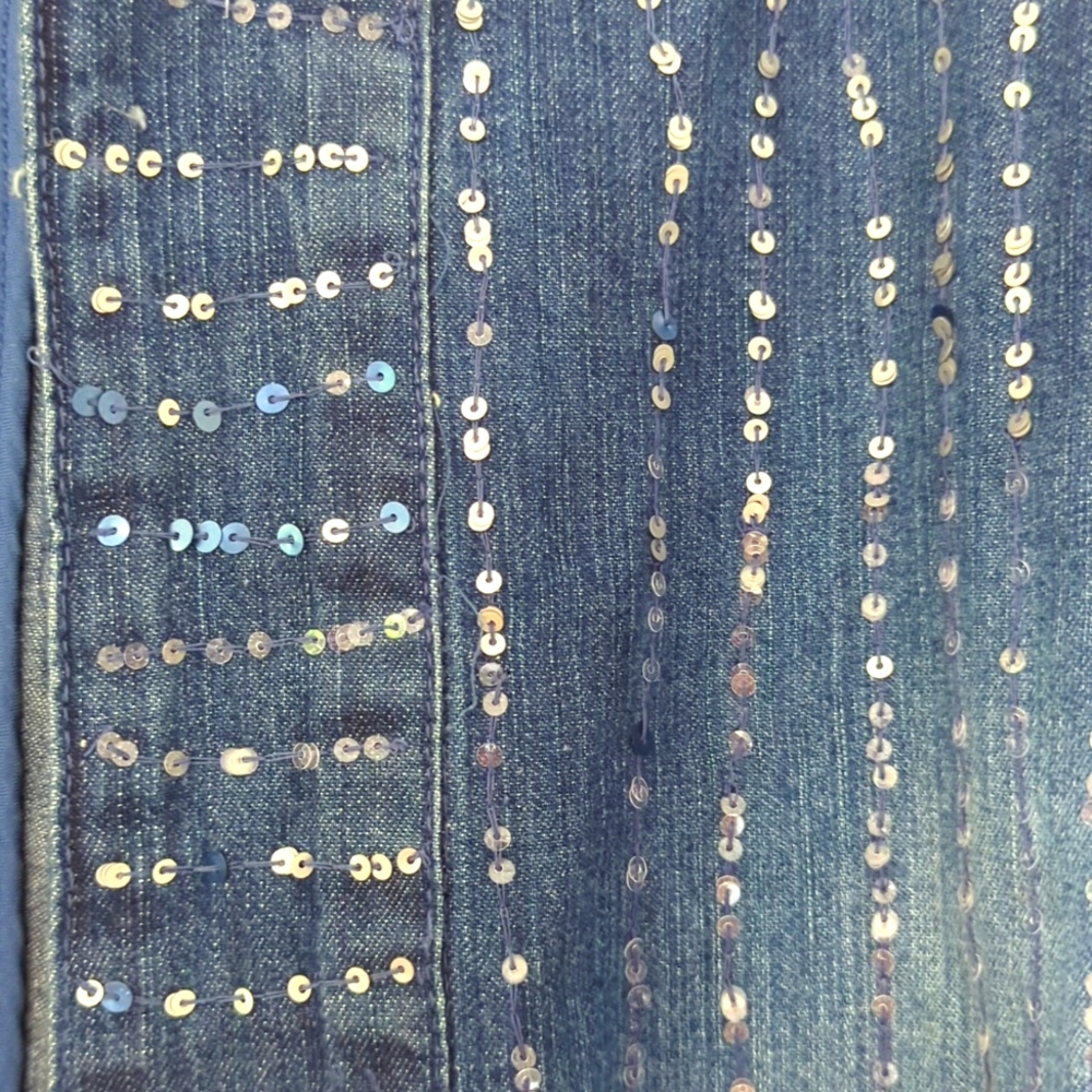 Chicos Denim Sequin Size L Jacket - image 3
